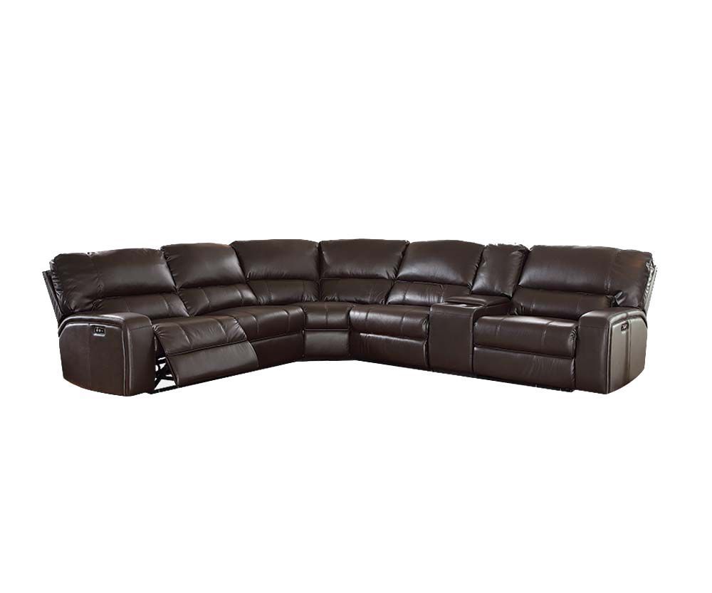 Saul Sectional Sofa (Power Motion/USB) in Espresso Leather-Aire - Comfortable and Stylish Seating Solution with Convenient Power Motion and USB Ports - Espresso Leather-Aire Upholstery in 54155 Size