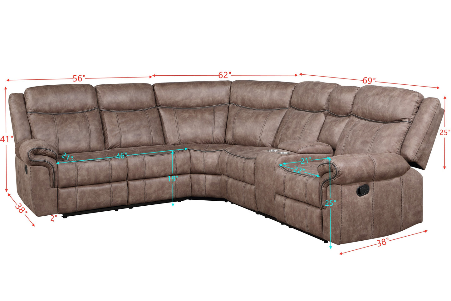 ACME Dollum Sectional Sofa: Two Tone Chocolate Velvet, Modern Design & Plush Comfort