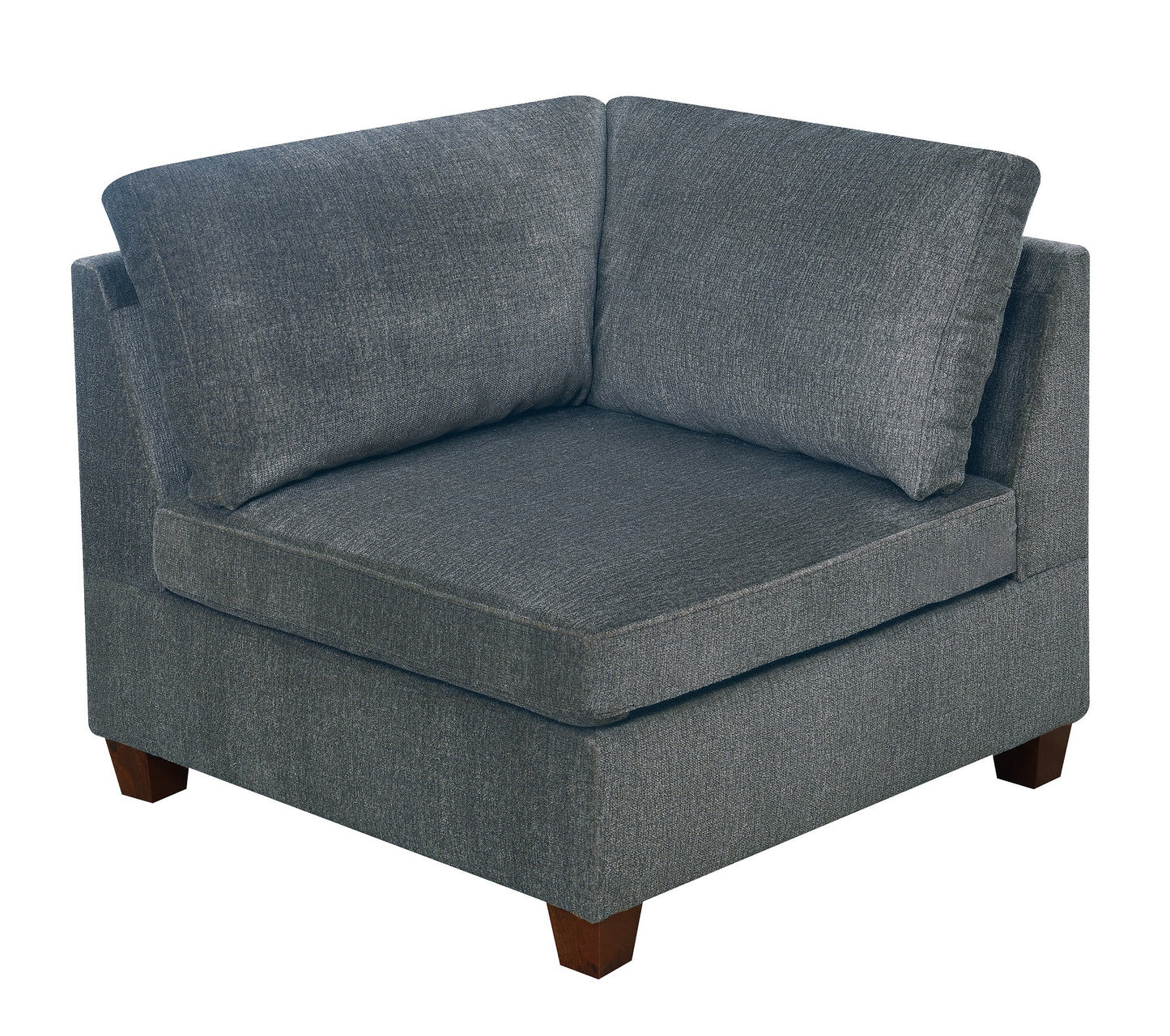Living Room Furniture Grey Chenille Modular Sectional Set - Large Family U-Sectional Modern Couch 3x Corner Wedge 4x Armless Chairs and 2x Ottoman Plywood
