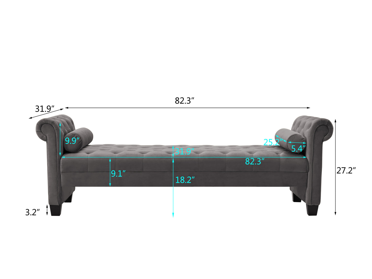 Gray Rectangular Large Sofa Stool: Comfortable and Stylish Seating Solution for Your Living Space