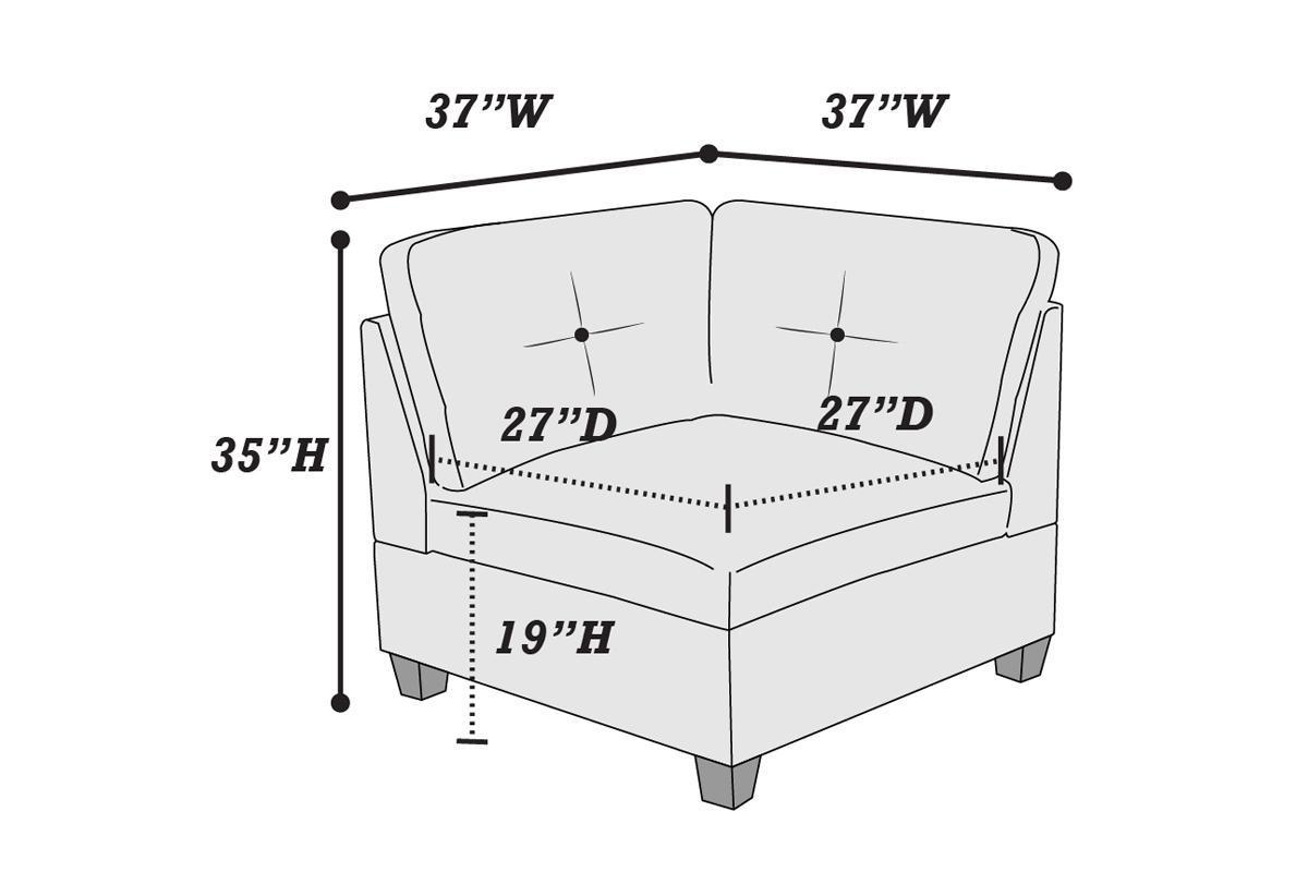 Camel Chenille Fabric Modular Sectional 6pc Set: L-Sectional Couch, Corner Wedge, Armless Chairs, Ottomans, Tufted Back, Wooden Base
