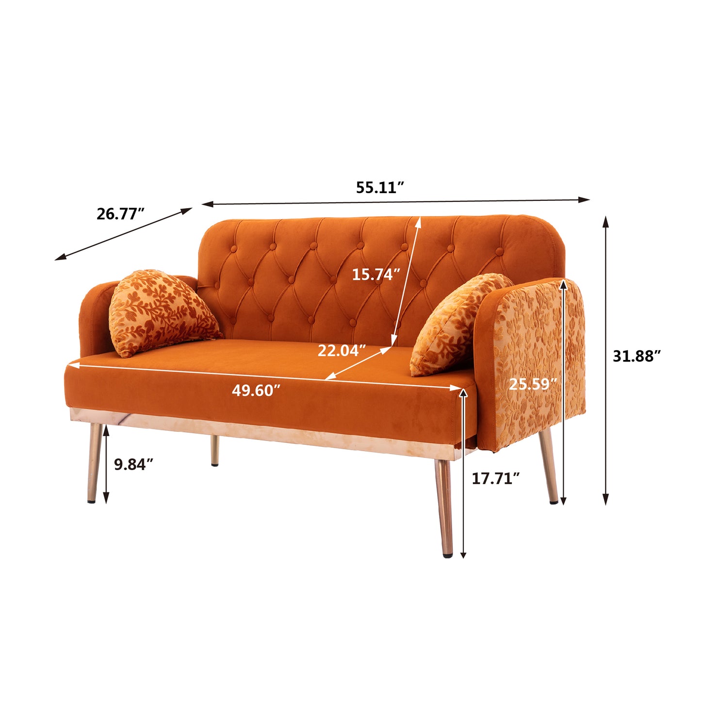 Velvet Sofa with Metal Feet: Coolmore Accent Loveseat Sofa - Stylish and Durable Furniture for Your Home Décor, Available in Various Colors and Sizes