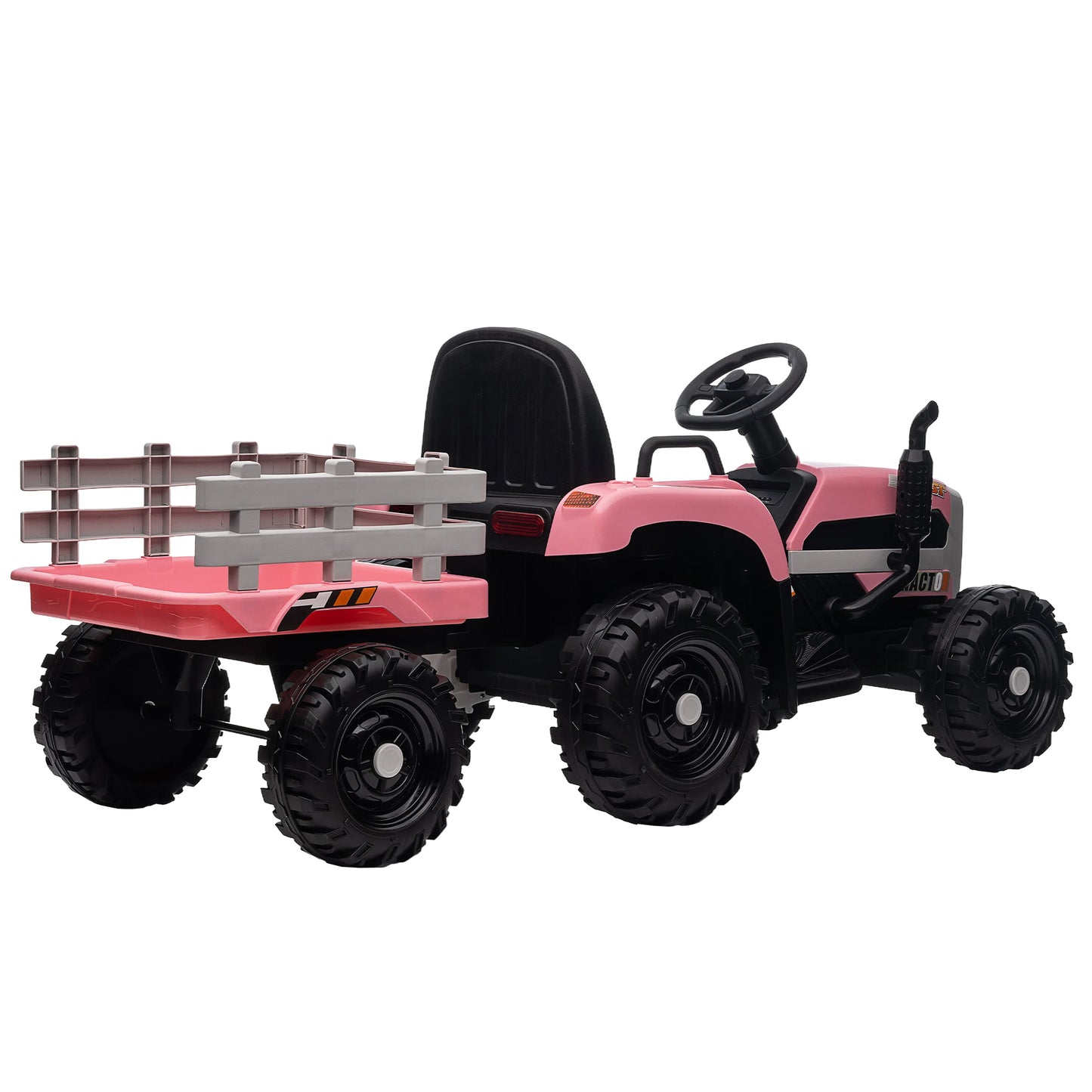 12V Battery Powered Ride on Tractor with Trailer: Remote Control, Three-Speed Adjustable, Power Display, USB, MP3, Bluetooth, LED Light, Two-Point Safety Belt, Perfect for Kids, Color Options Available