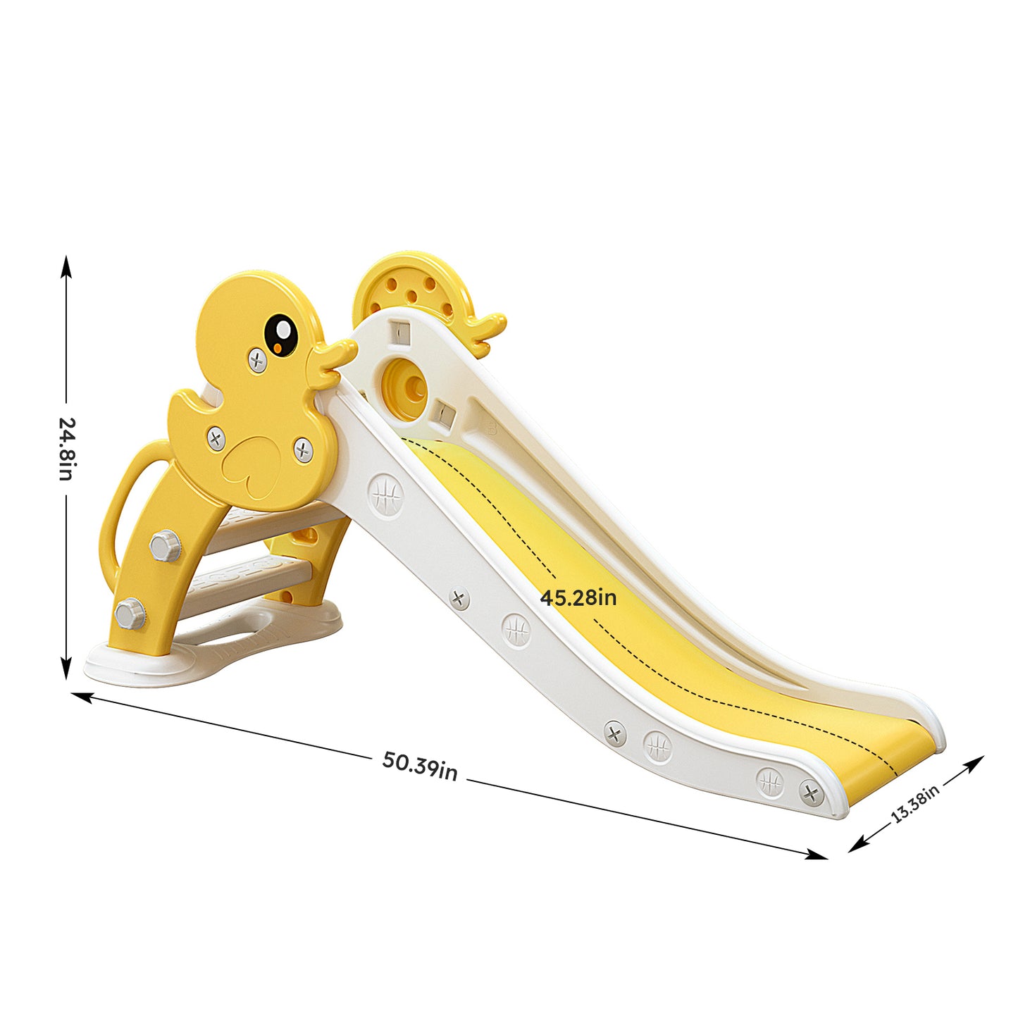 Kid Slide for Toddler Age 1-3: Indoor & Outdoor Yellow Plastic Slide for Pet Ducks - Playground Climber Slide