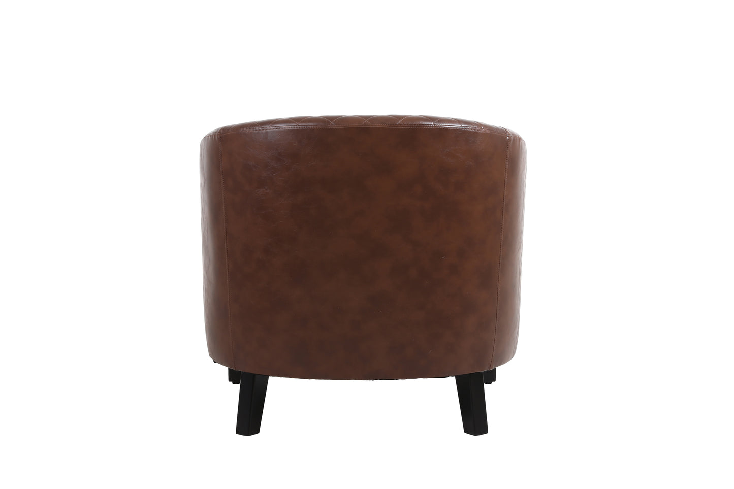 Accent Barrel Chair with Nailheads and Solid Wood Legs - Brown PU Leather - COOLMORE Living Room Chair