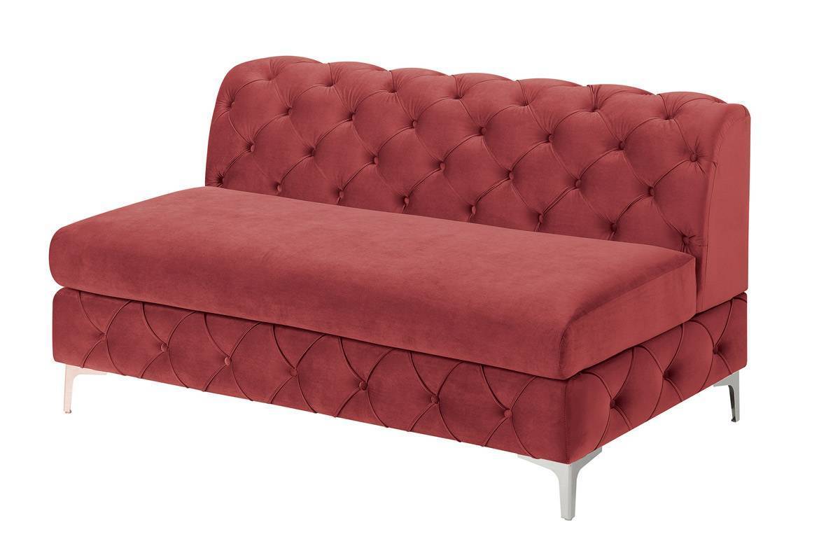 Gorgeous Living Room U-Sectional Burgundy Velvet Tufted Cushion Couch LAF and RAF Chaise Armless Loveseat: Luxurious Velvet U-Sectional Couch with Tufted Cushions and Armless Loveseat in Burgundy Color
