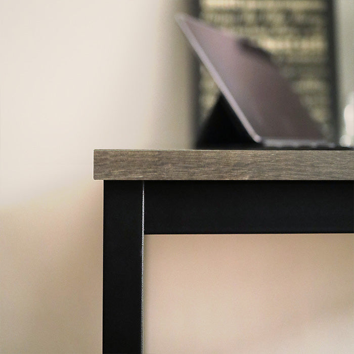 Klair Living Contemporary Wood and Metal Computer Desk in Black and Rustic Gray
