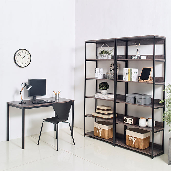 Klair Living Contemporary Wood and Metal Computer Desk in Black and Rustic Gray