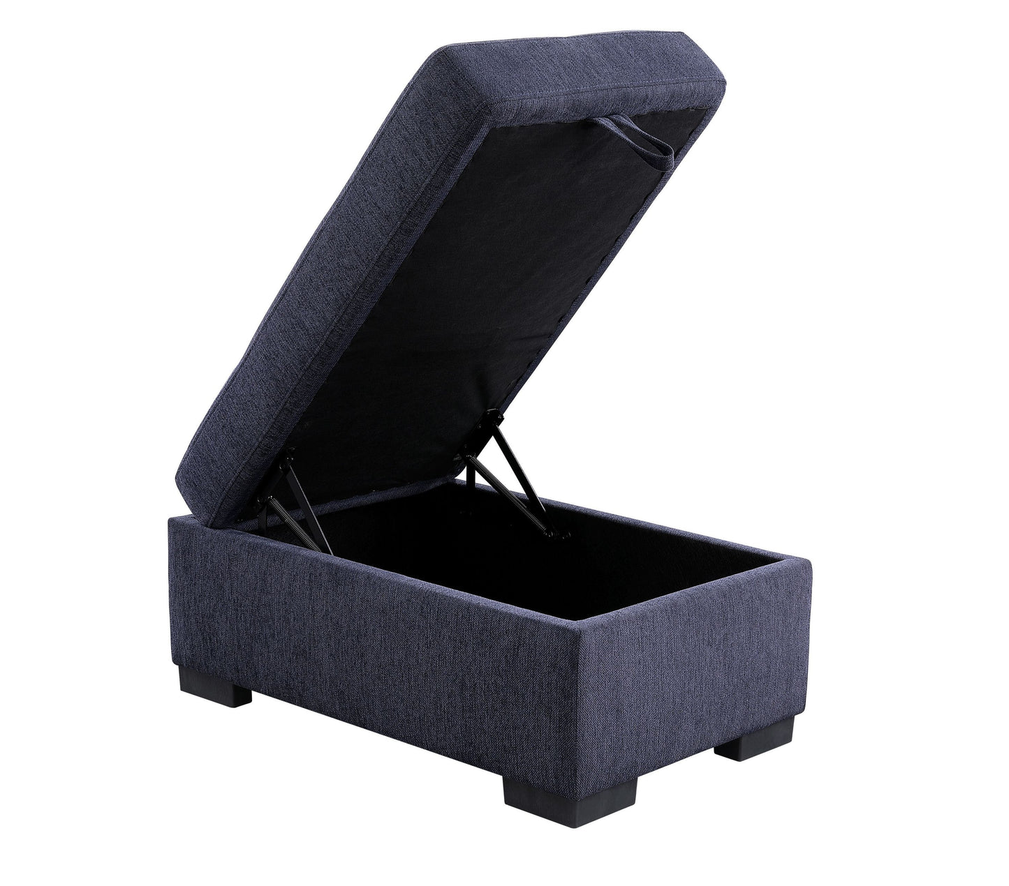 Navy Blue Fabric Sleeper Sectional Sofa and Ottoman: ACME Nekoda Storage, Comfortable, Stylish, Spacious - 55520