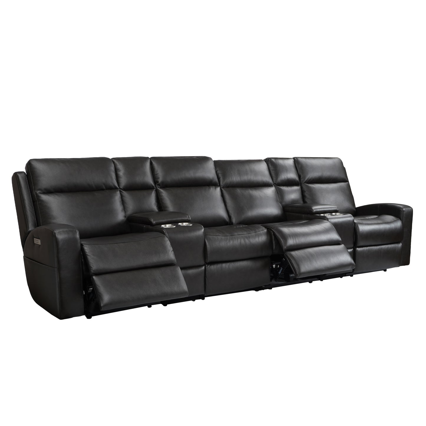 Caleb Triple Power Sofa | Top Grain Leather | Lumbar Support | Adjustable Headrest | Storage Pocket | USB & Type C Charger | Power Seats