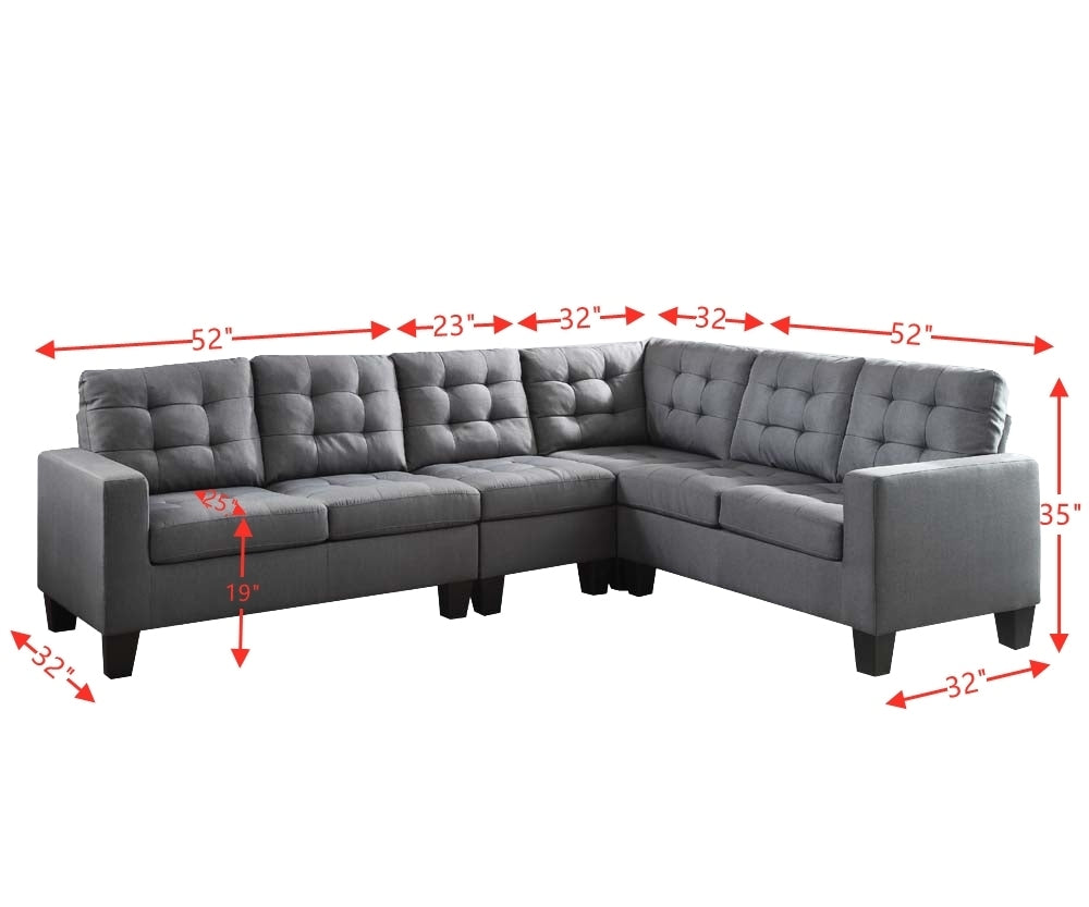 Elegant Gray Linen Sectional Sofa: ACME Earsom 52760 - Stylish, Comfortable, and Spacious