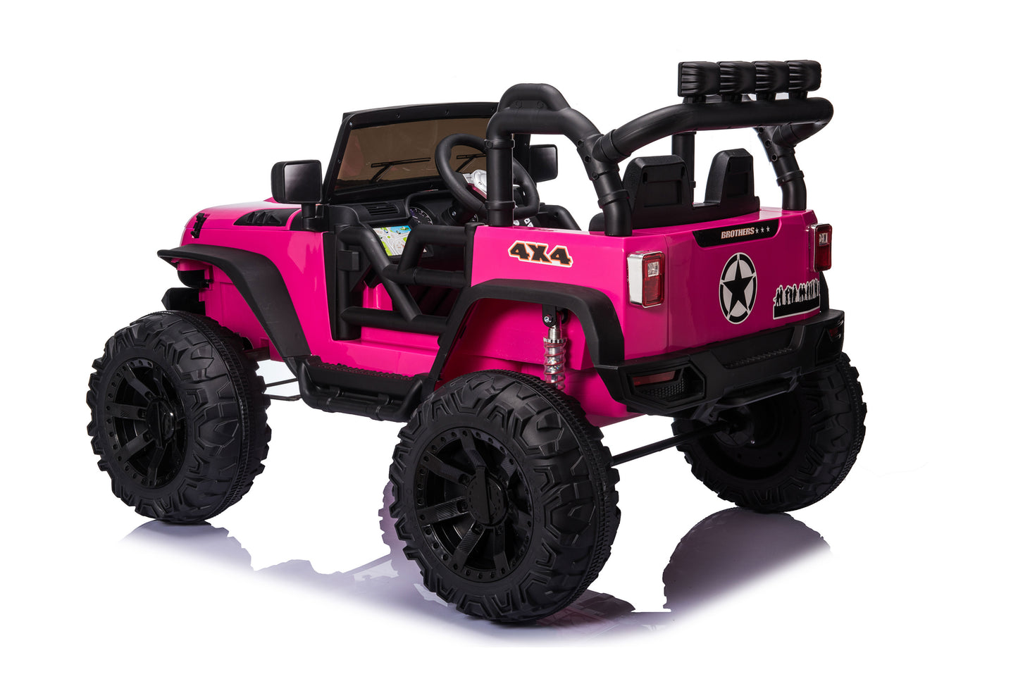 24V Jeep Rose - Powerful and Stylish Electric Ride-On with Remote Control, MP3 Player, LED Lights, and Adjustable Seat for Kids - Pink, Size Options