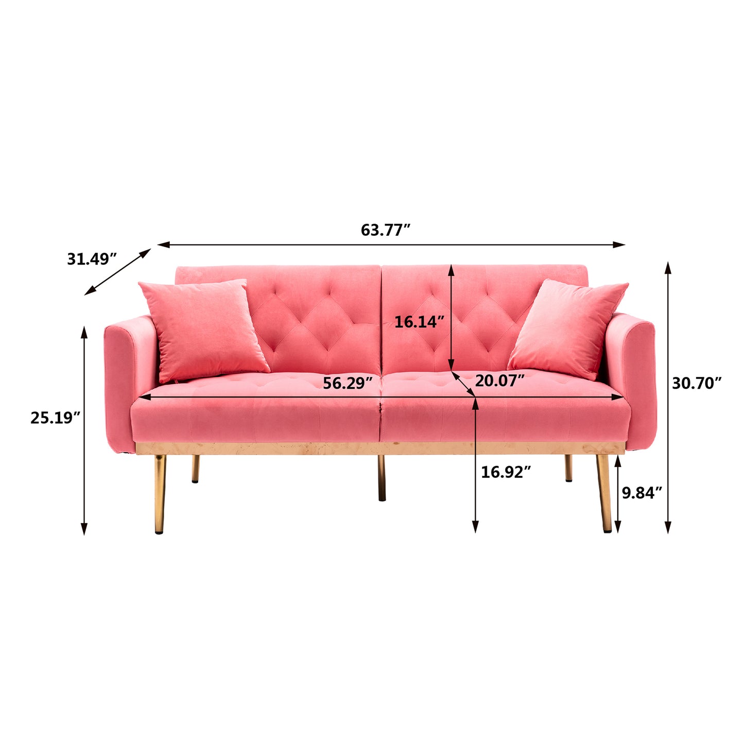 COOLMORE Velvet Sofa: Accent Loveseat with Rose Gold Metal Feet - Stylish and Luxurious Addition to Your Space