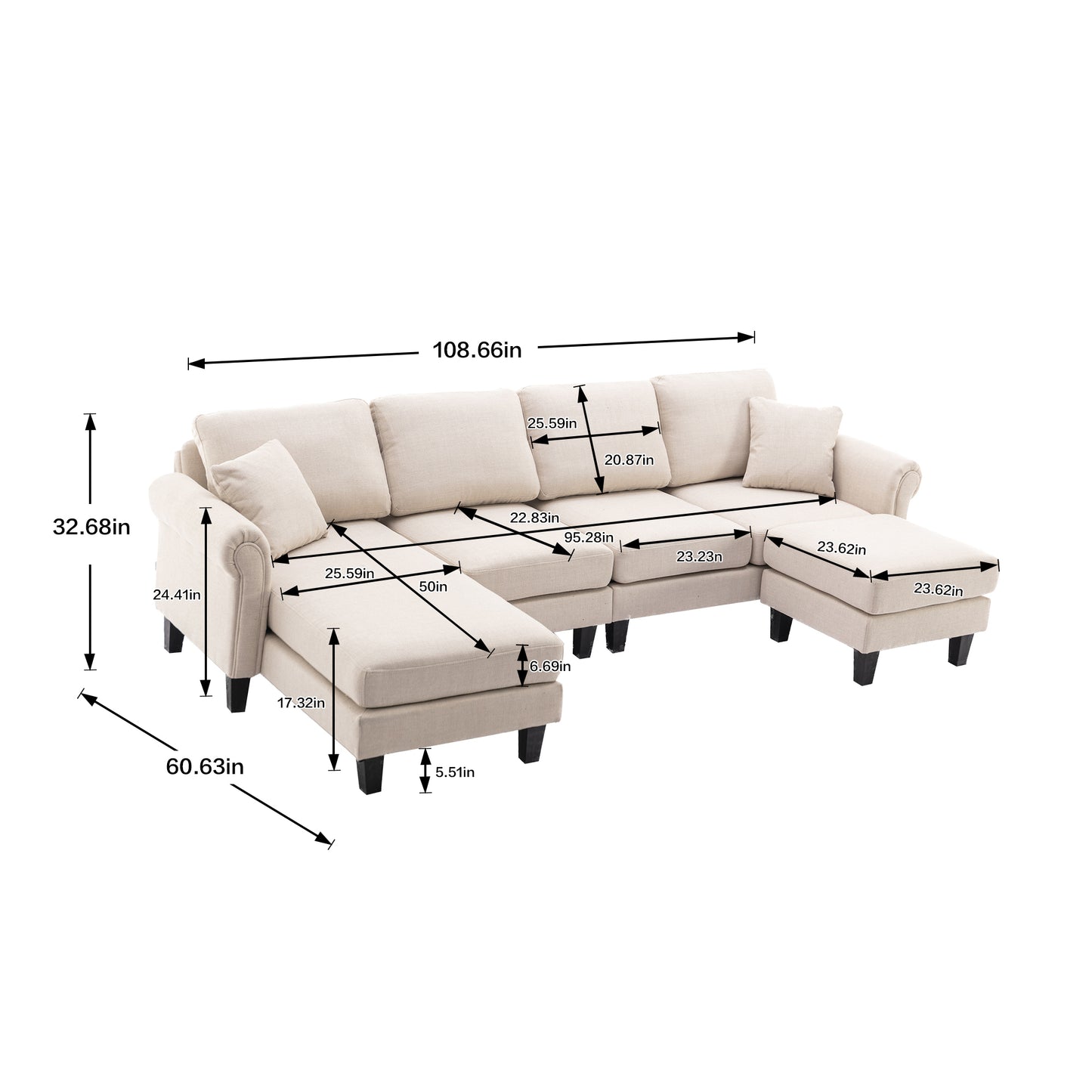 Accent your living room with the versatile COOLMORE Sofa Sectional - a stylish and comfortable addition to any home. Choose from a range of sizes and colors to suit your space.