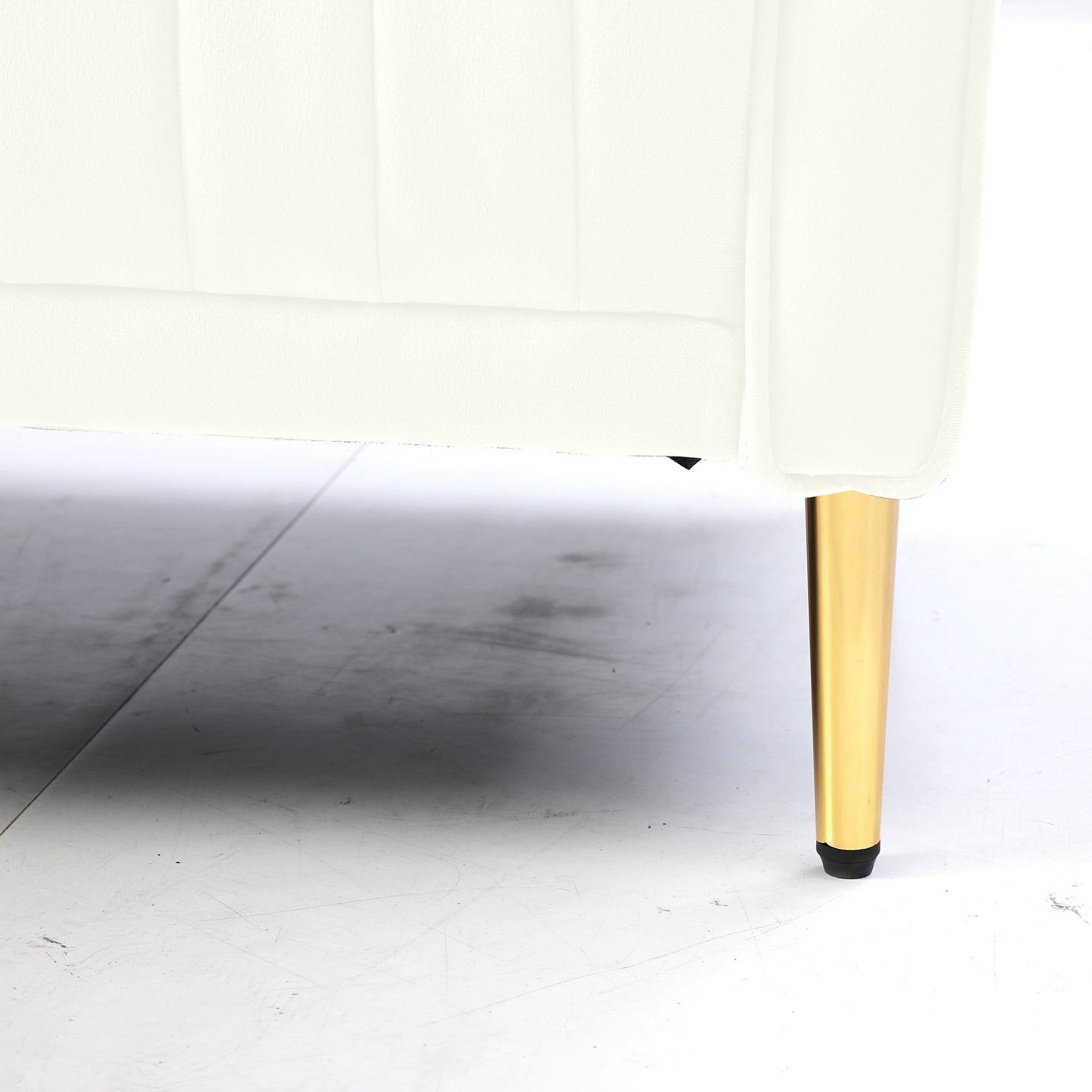 L Shaped Sectional Sofa Couch with Velvet Fabric, Reversible for Small Space, Cream Color