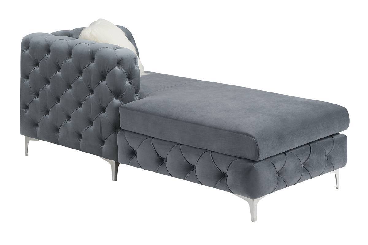 Gorgeous U-Sectional Grey Velvet Tufted Cushion Couch with Chaise and Armless Loveseat – Ideal Living Room Centerpiece