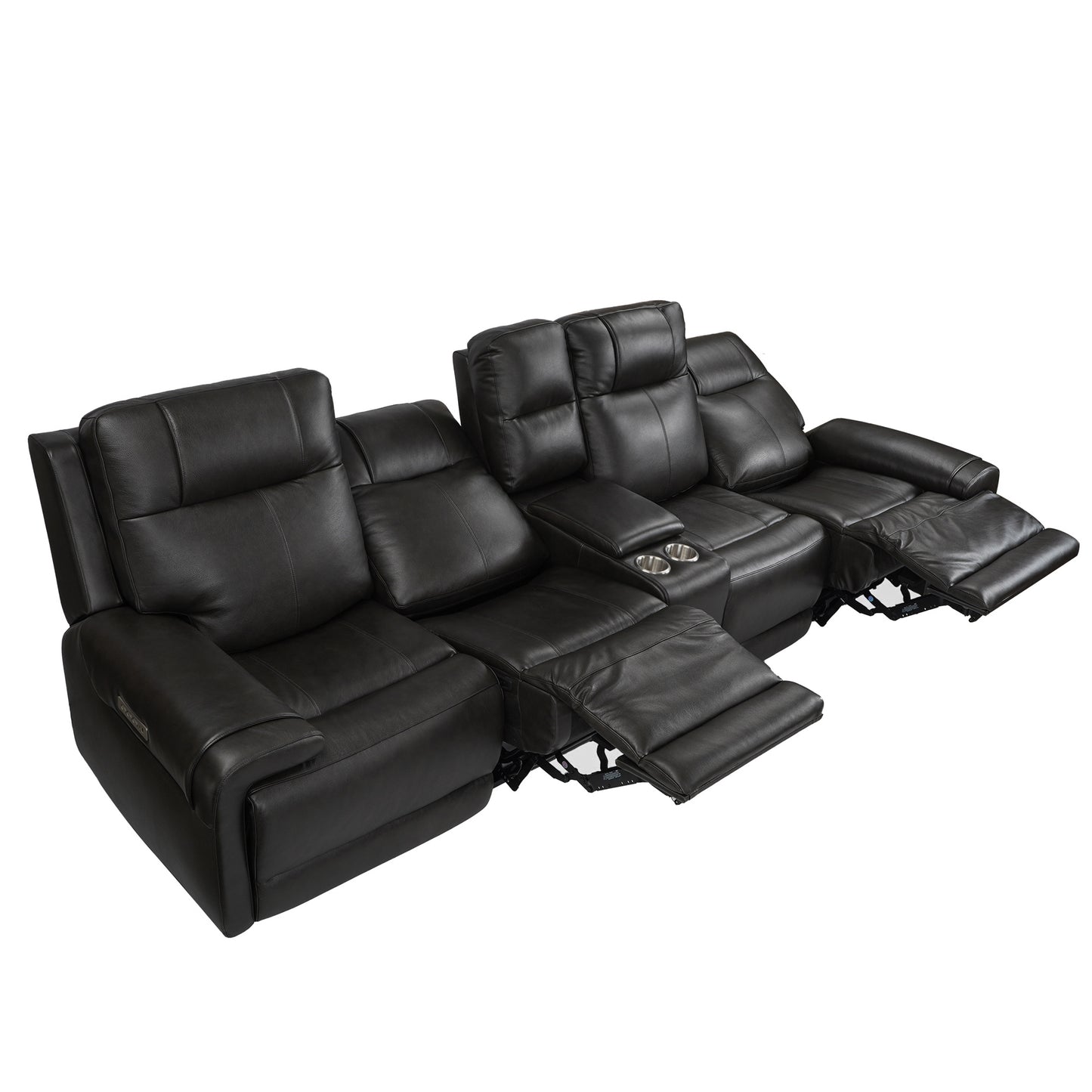 Trevor Triple 4 Seats Power Sofa with Console | Genuine Leather | Lumbar Support | Adjustable Headrest | USB & Type C Charge Port | Armless Chair | Triple Power Control | Various Colors & Sizes Available