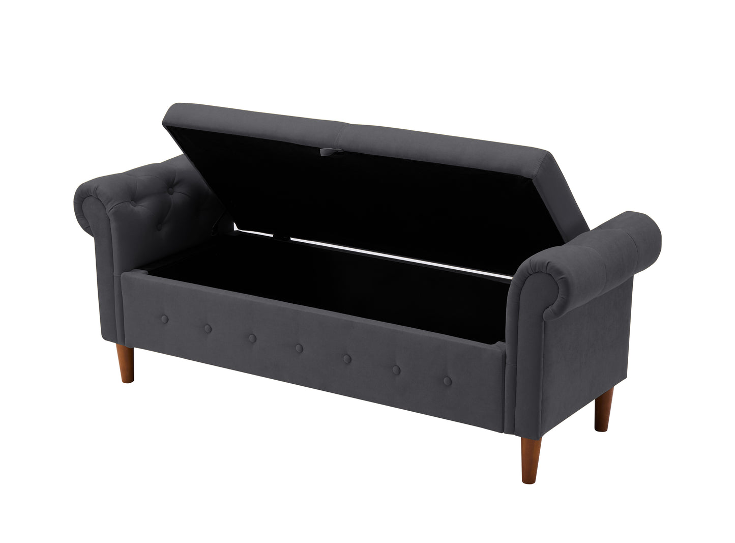 Dark Gray Multifunctional Storage Rectangular Sofa Stool: Spacious and Stylish Seating with Concealed Storage