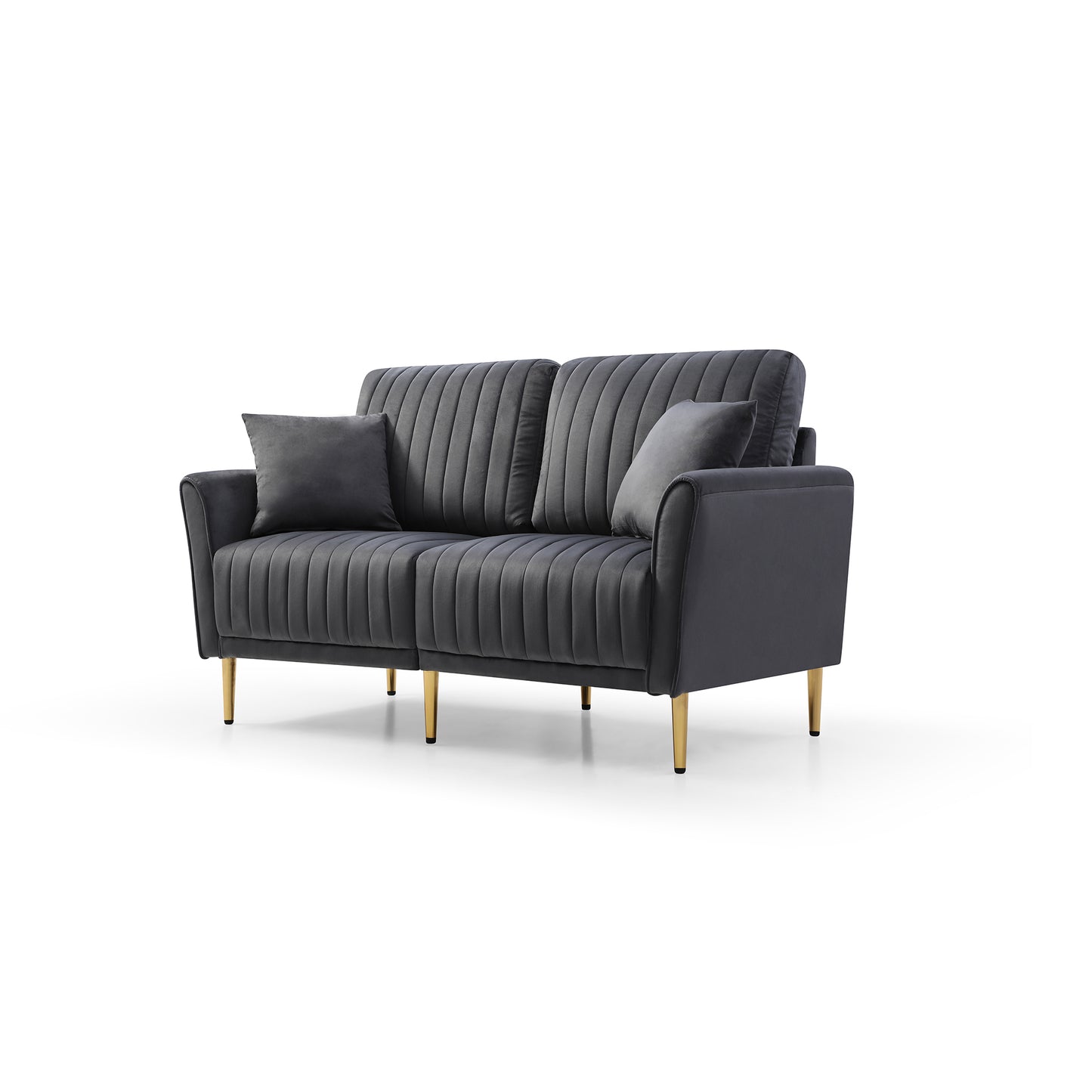 Grey Velvet Couch and Sofa Set for Living Room, 2-Piece Modern Sofas Set with Removable Cushions and Free Throw Pillow - Furniture Set for Comfort and Style (Color: Grey, Size: 2 Seats)