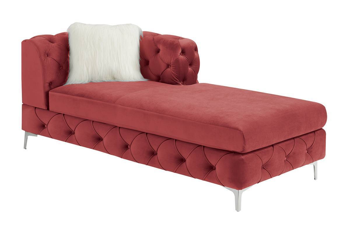 Gorgeous Living Room U-Sectional Burgundy Velvet Tufted Cushion Couch LAF and RAF Chaise Armless Loveseat: Luxurious Velvet U-Sectional Couch with Tufted Cushions and Armless Loveseat in Burgundy Color