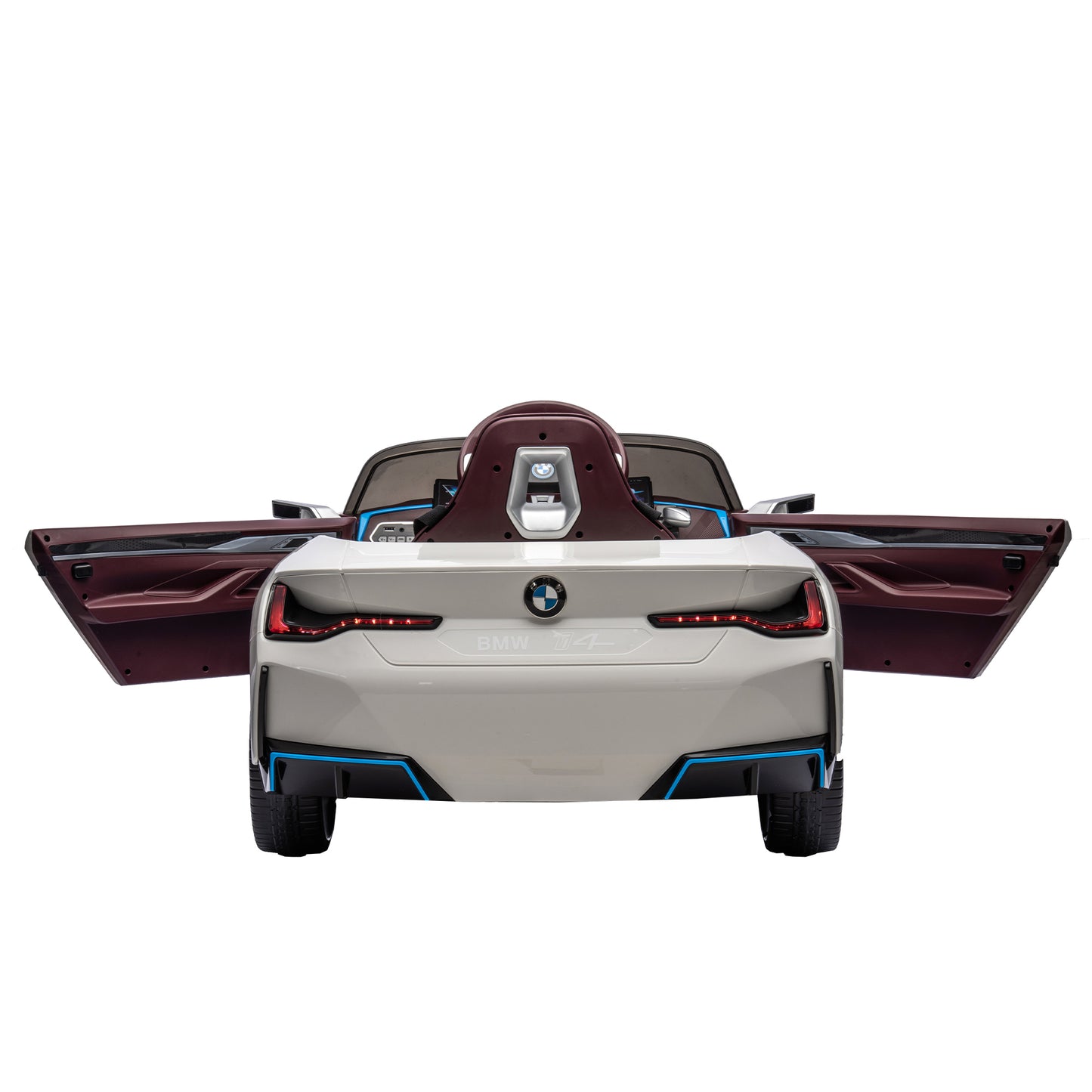 Licensed BMW I4 12V Kids Ride-On Car: 2.4G Remote Control, Electric, 3-Speed, Power Display, USB, MP3, Bluetooth, LED Lights, Safety Belt, Story - Black