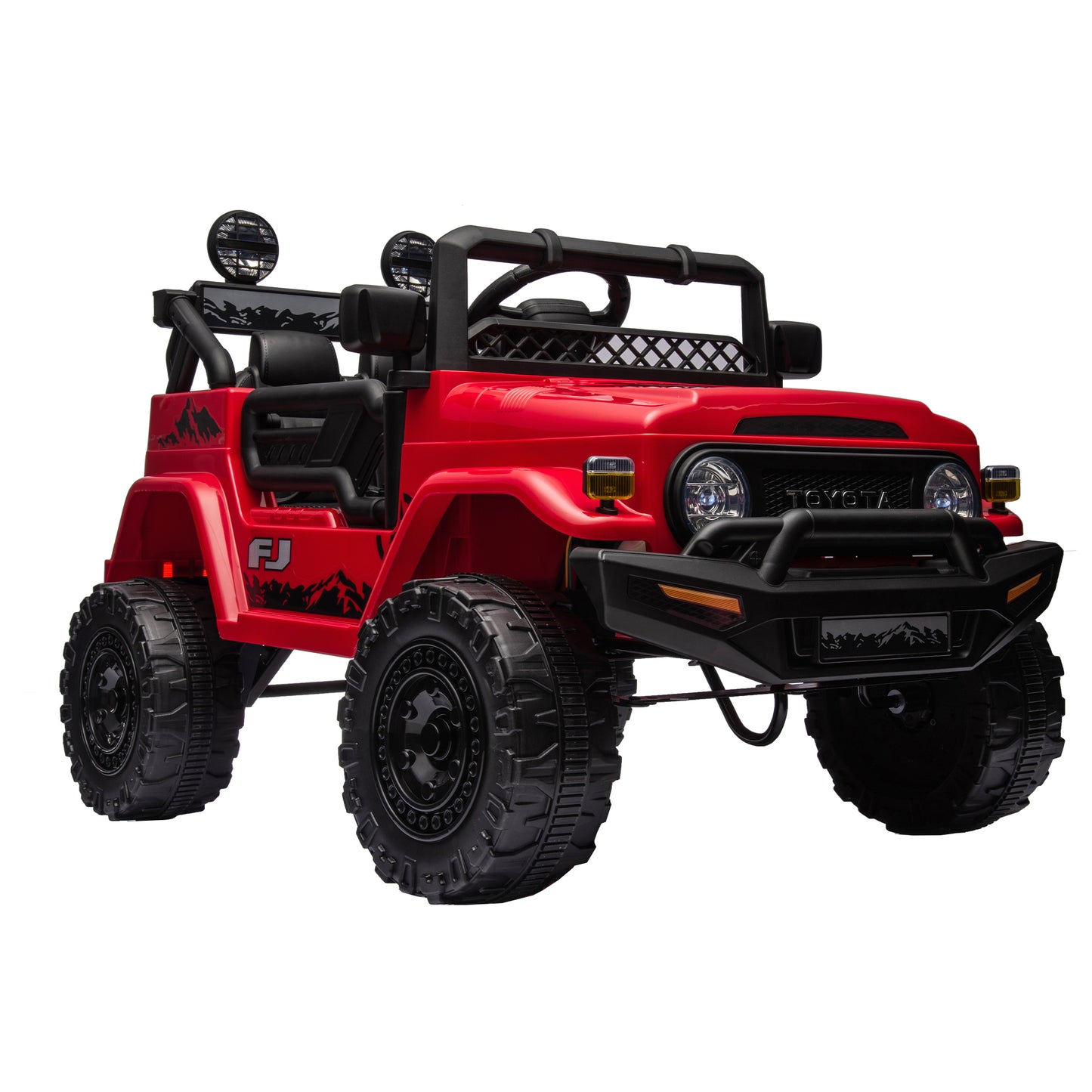 Licensed Toyota FJ Cruiser 12V Kids Ride On Car - Remote Control, Adjustable Speed, Power Display, USB/MP3/Bluetooth, LED Light, Safety Belt (Various Colors/Sizes)
