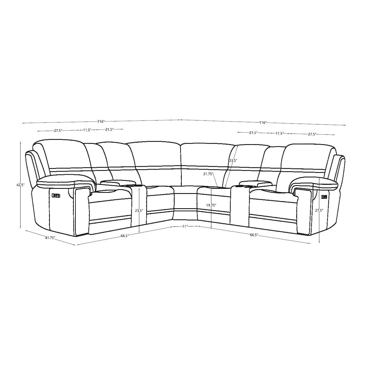 Timo Top Grain Leather Modular Power Sectional Sofa | Adjustable Headrest | Cross Stitching | Various Colors & Sizes