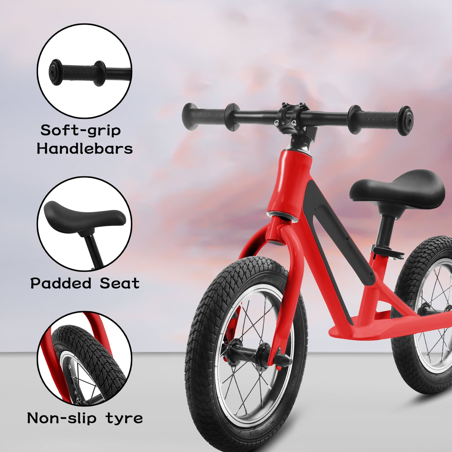 ECARPAT Balance Bike: Lightweight Toddler Bike with 12" Rubber Foam Tires, Adjustable Seat - Ages 1-5 Years