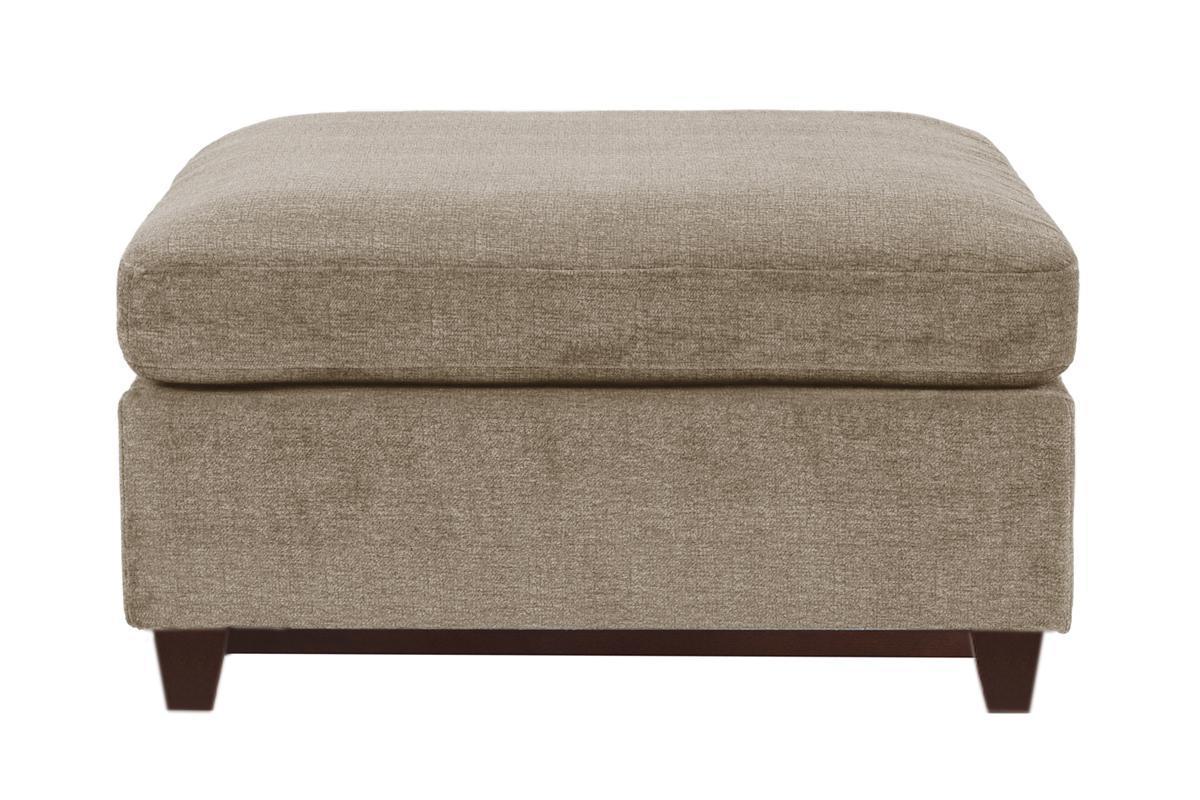 Camel Chenille Fabric Modular Sectional 6pc Set: L-Sectional Couch, Corner Wedge, Armless Chairs, Ottomans, Tufted Back, Wooden Base
