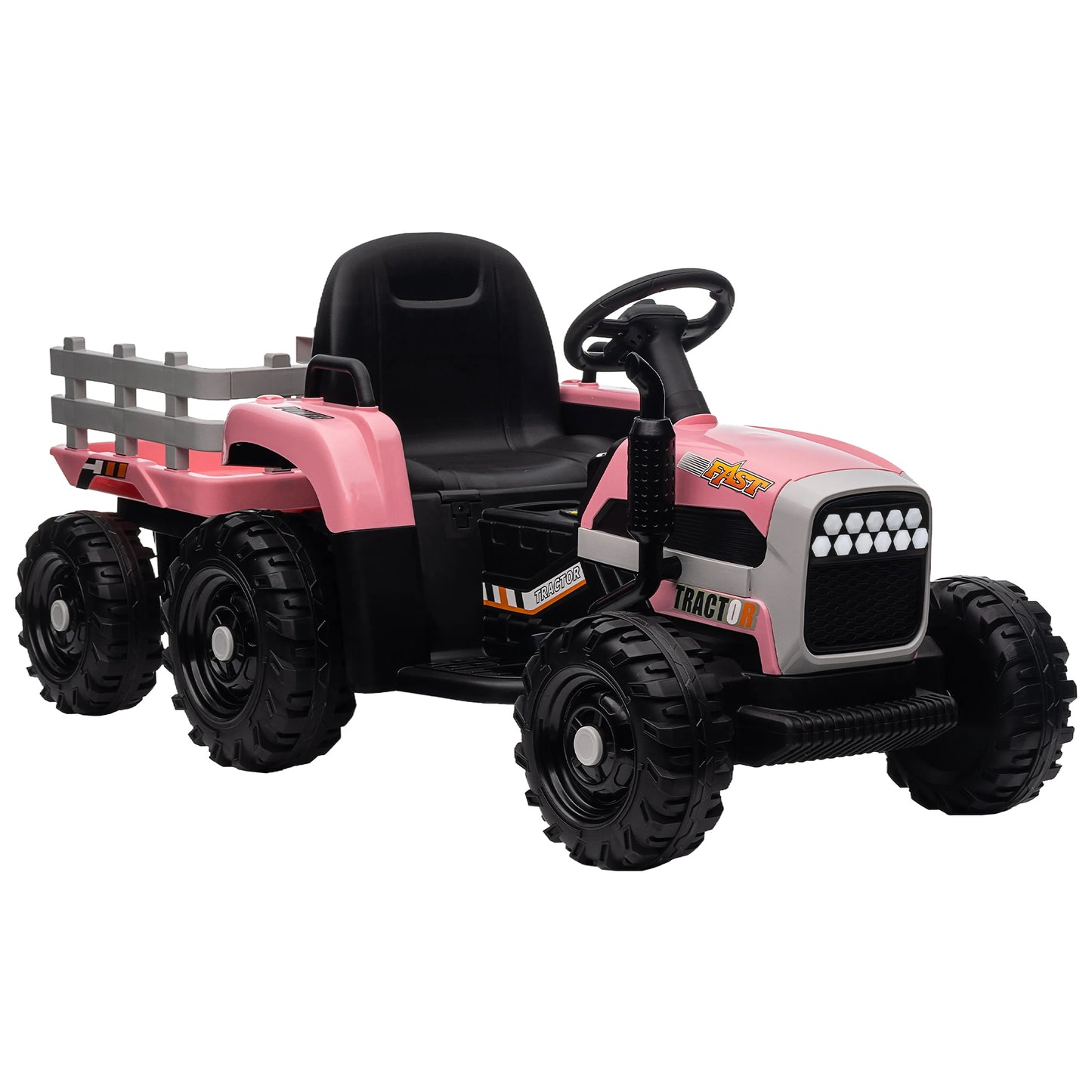 12V Battery Powered Ride on Tractor with Trailer: Remote Control, Three-Speed Adjustable, Power Display, USB, MP3, Bluetooth, LED Light, Two-Point Safety Belt, Perfect for Kids, Color Options Available