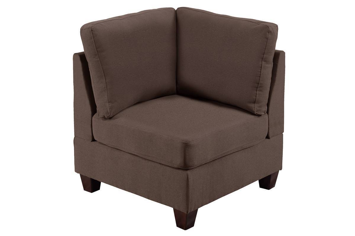Modular Sectional 6pc Set Living Room Furniture - L-Sectional in Black Coffee Linen Like Fabric - 2 Corner Wedge, 2 Armless Chairs, and 2 Ottomans
