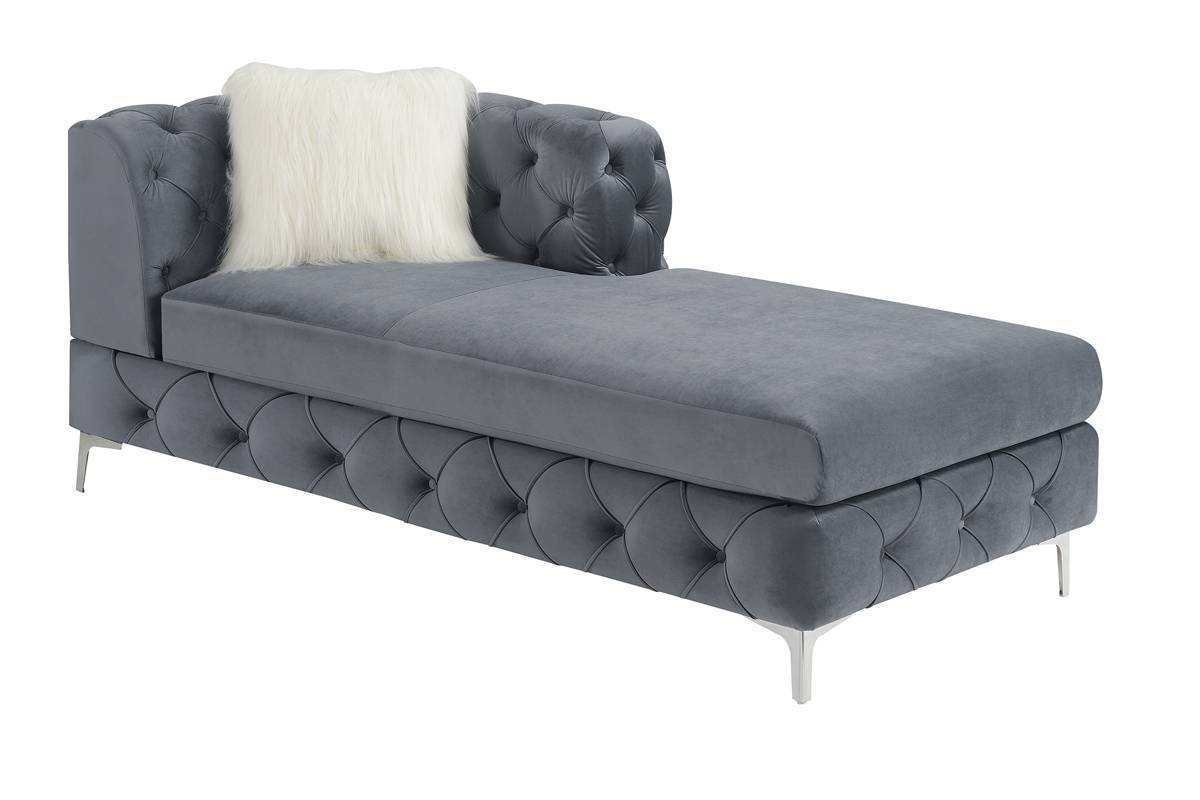 Gorgeous U-Sectional Grey Velvet Tufted Cushion Couch with Chaise and Armless Loveseat – Ideal Living Room Centerpiece