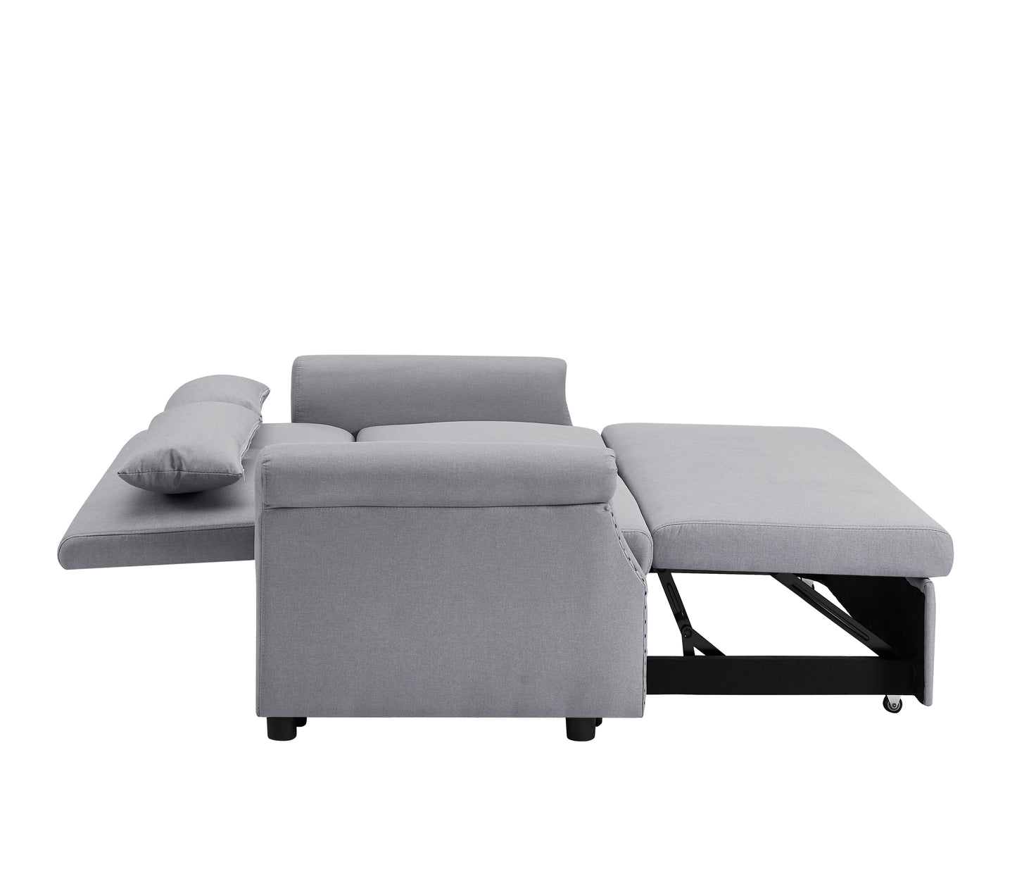 55" Pull Out Sleep Sofa Bed 2 Seater Loveseat with Adjustable Backrest and Lumbar Pillows for Apartment Office Living Room | Artemax Modern Couch