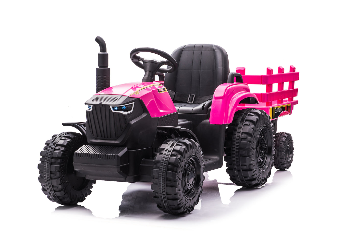 24V Tractor Double Drive Children Ride-on Car: 200W*2 12V9AH*2 Battery, 2.4G RC Key Start, Front & Backward, High & Low Speed, Tractor Sound, Front Light, USB, MP3, Power Display - Red, Blue, Green