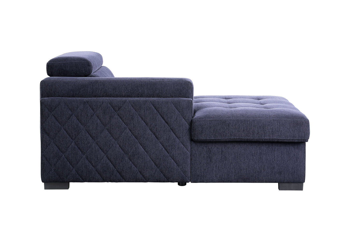 Navy Blue Fabric Sleeper Sectional Sofa and Ottoman: ACME Nekoda Storage, Comfortable, Stylish, Spacious - 55520