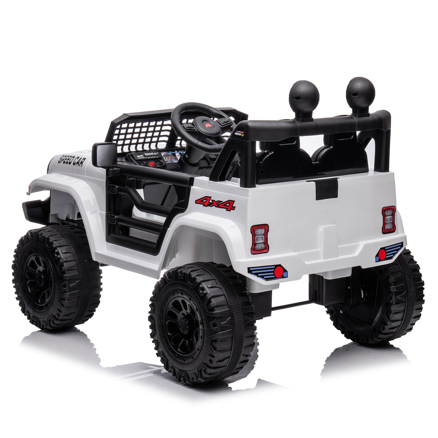 12v7A Kids Ride on Truck Car w/Parents Remote Control, 2.4G, Three-Speed Adjustable, Power Display, USB, MP3, Bluetooth, LED Light, Three-Point Safety Belt