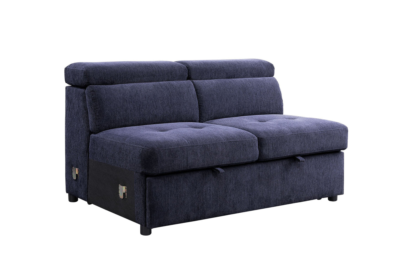 Navy Blue Fabric Sleeper Sectional Sofa and Ottoman: ACME Nekoda Storage, Comfortable, Stylish, Spacious - 55520