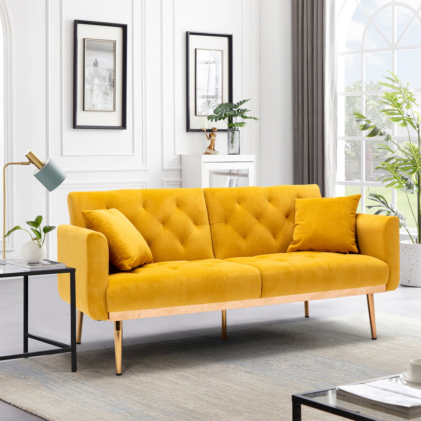 COOLMORE Velvet Sofa: Accent Loveseat with Rose Gold Metal Feet - Elegant and Stylish Upholstered Seating for Your Home Décor