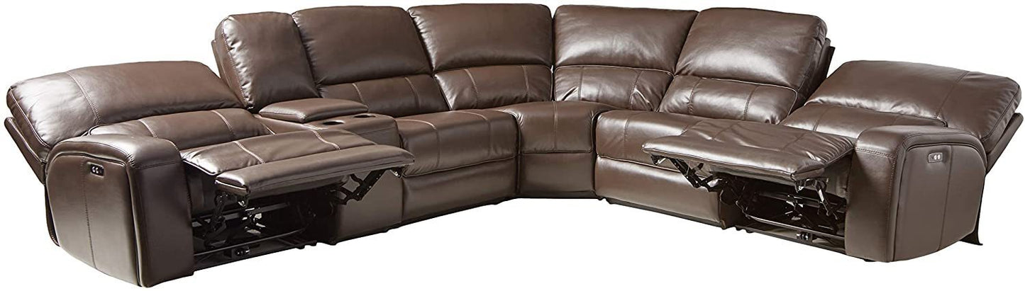 Saul Sectional Sofa (Power Motion/USB) in Espresso Leather-Aire - Comfortable and Stylish Seating Solution with Convenient Power Motion and USB Ports - Espresso Leather-Aire Upholstery in 54155 Size