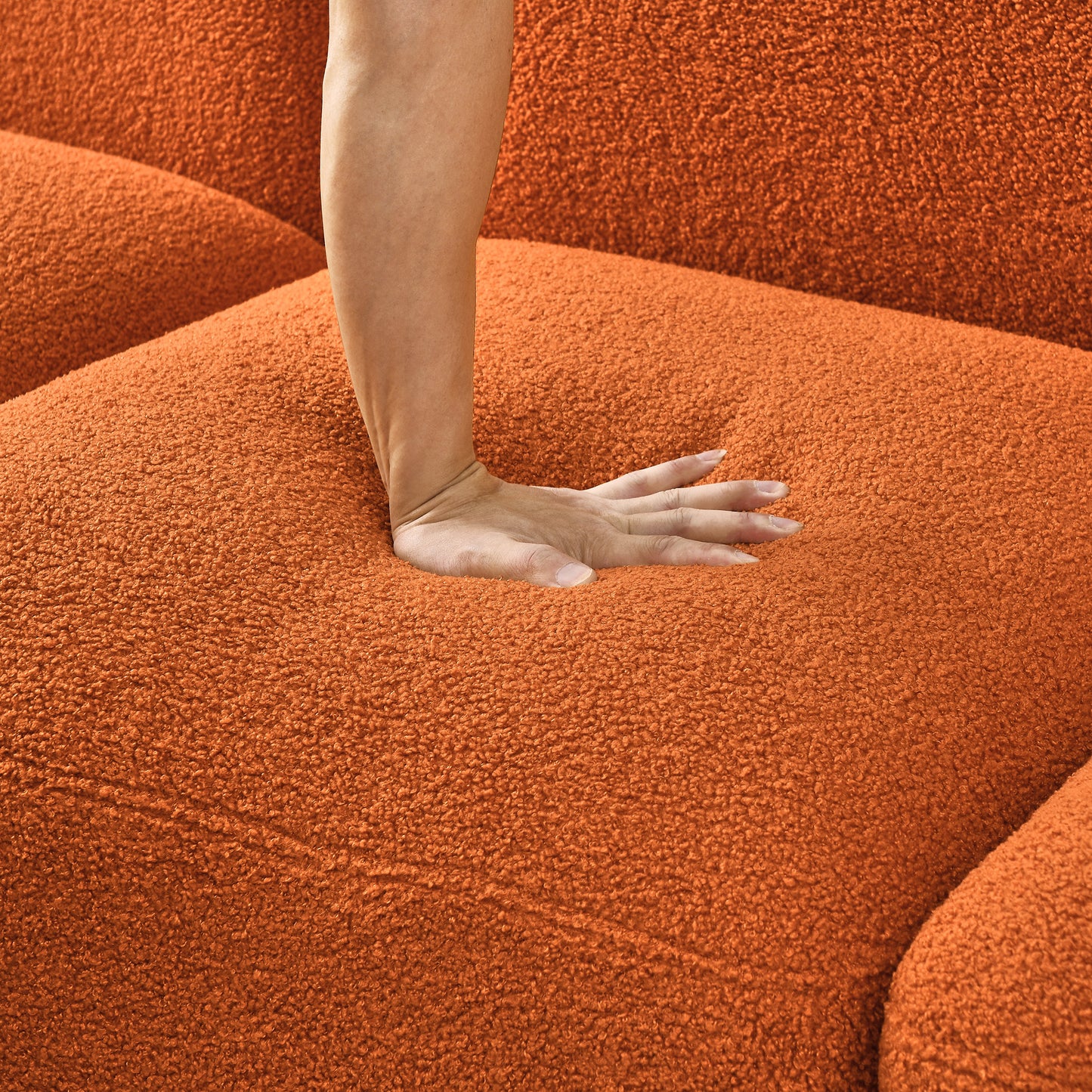 L-Shape Modular Sectional Sofa, DIY Combination, Teddy Fabric, Orange - Comfortable and Stylish Furniture for Your Home