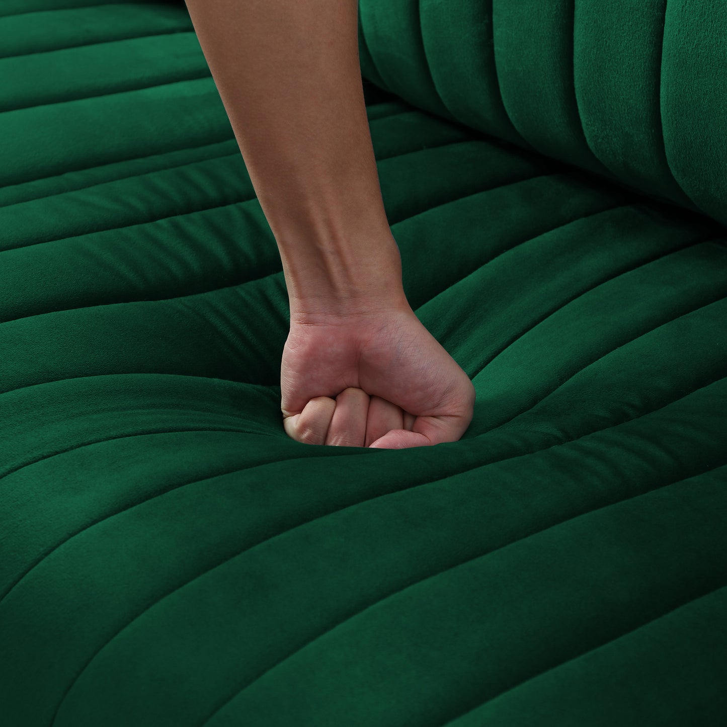 Modern Accent Chair Roll Arm Fabric Chairs, Contemporary Leisure Side Chair, Armchair for Living Room or Bedroom with Metal Legs, Upholstered Single Sofa Club Chair Green