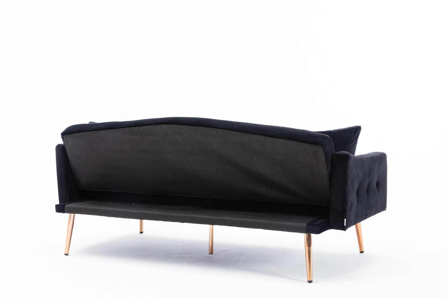 Velvet Sofa: Stainless Feet, Black Color - Accent Loveseat Sofa.