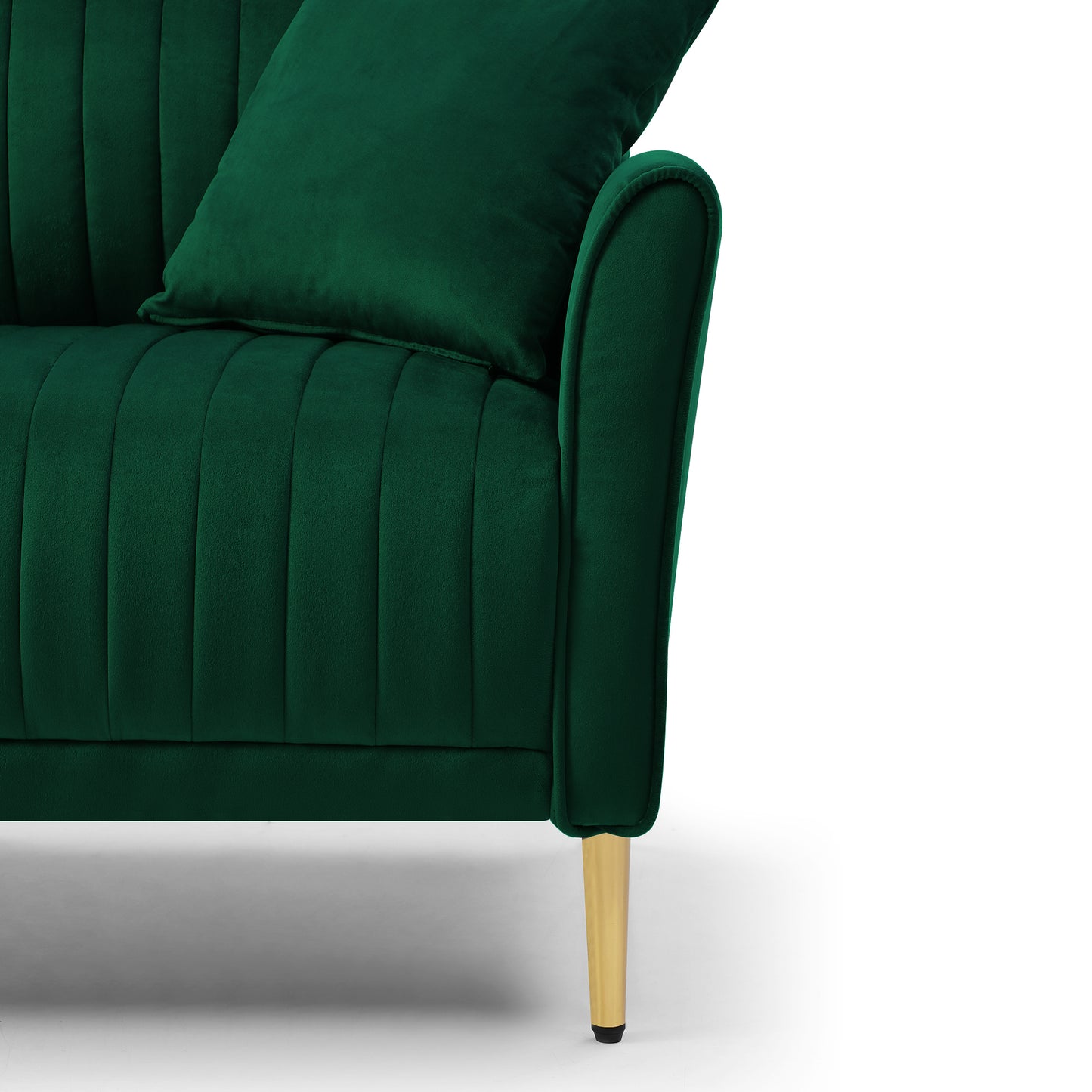 Modern Accent Chair Roll Arm Fabric Chairs, Contemporary Leisure Side Chair, Armchair for Living Room or Bedroom with Metal Legs, Upholstered Single Sofa Club Chair Green