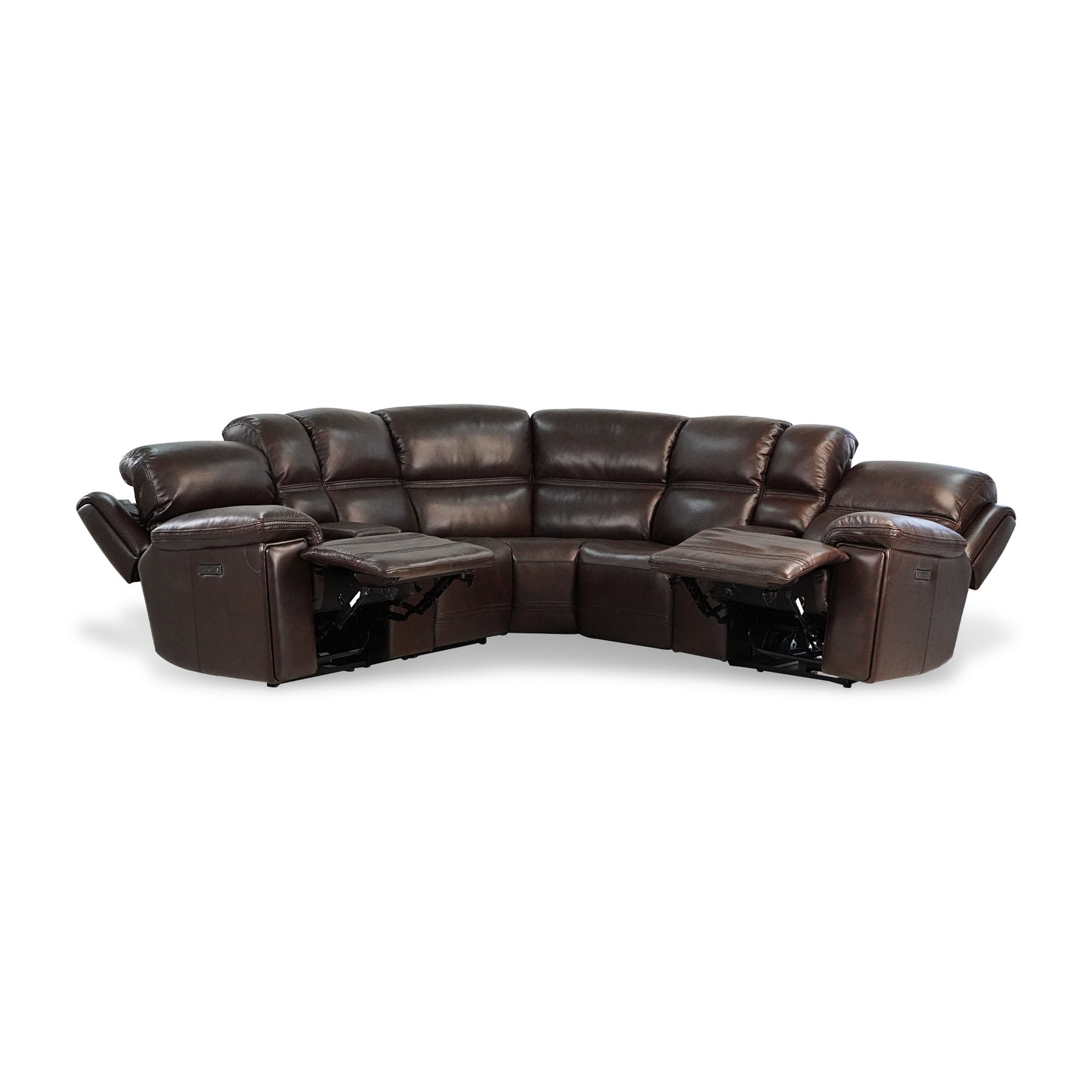 Timo Top Grain Leather Modular Power Sectional Sofa | Adjustable Headrest | Cross Stitching | Various Colors & Sizes
