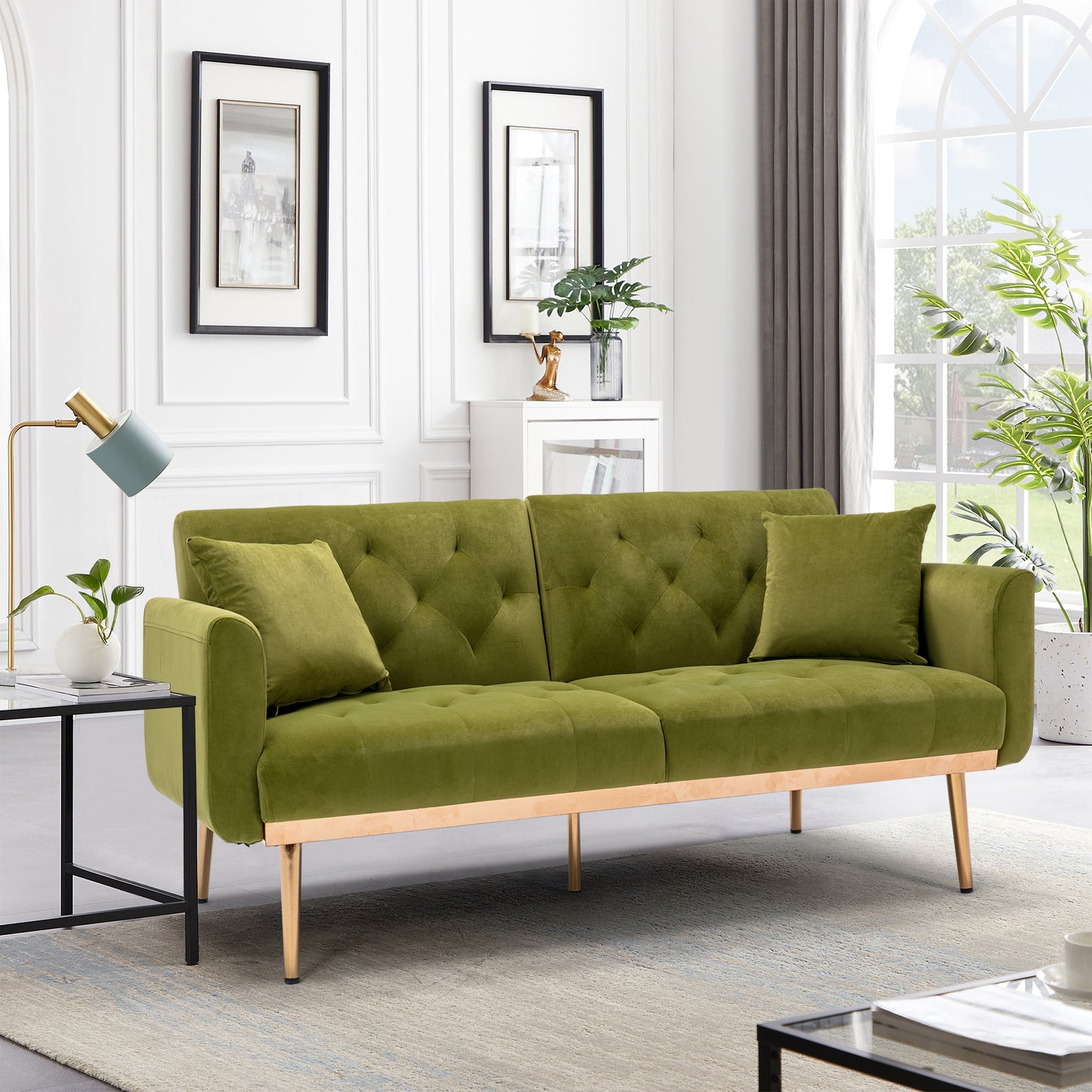 COOLMORE Velvet Accent Sofa with Rose Gold Metal Feet - Loveseat Size in Stunning Color Options