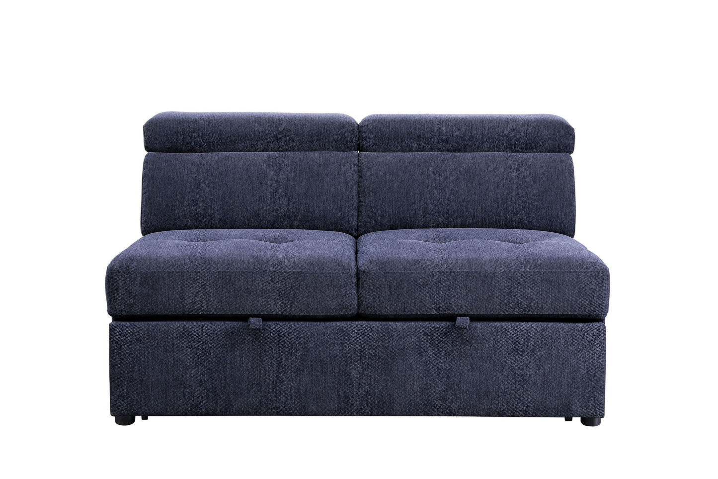 Navy Blue Fabric Sleeper Sectional Sofa and Ottoman: ACME Nekoda Storage, Comfortable, Stylish, Spacious - 55520