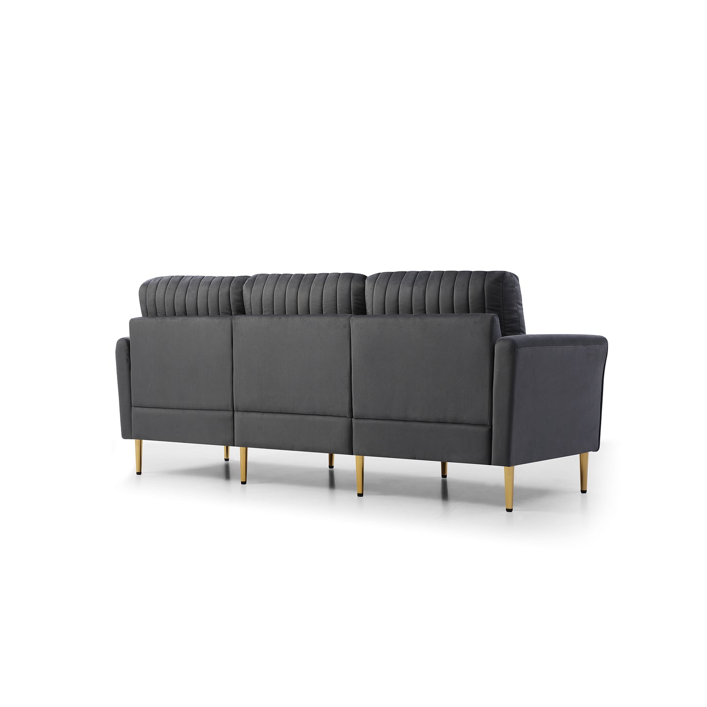 3 Pcs Sofa Loveseat Couch Set | 3 Piece Living Room Set | 1 Three Seat Sofa & 2 Loveseat Sofas | 7 Throw Pillows | Grey Velvet