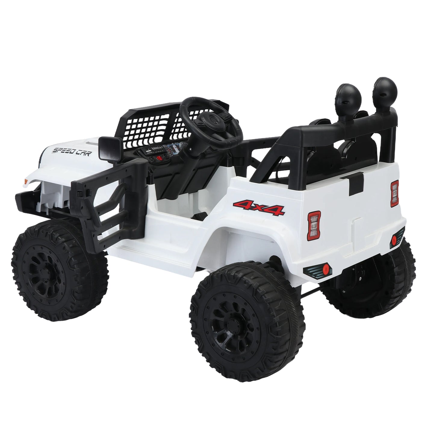 12v7A Kids Ride on Truck Car w/Parents Remote Control, 2.4G, Three-Speed Adjustable, Power Display, USB, MP3, Bluetooth, LED Light, Three-Point Safety Belt