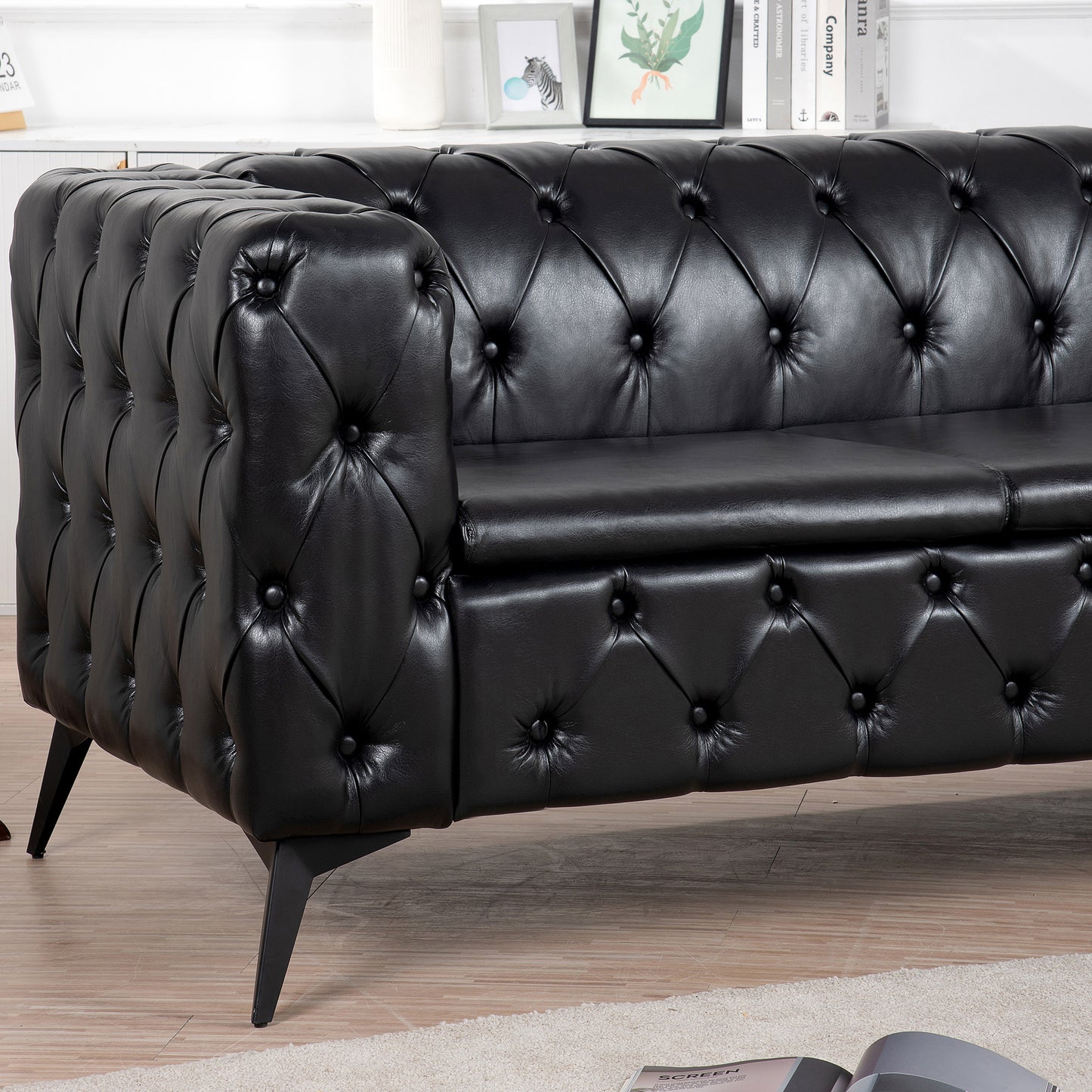 Traditional Square Arm Removable Cushion 3 Seater Sofa, 84.06" Width, Various Colors
