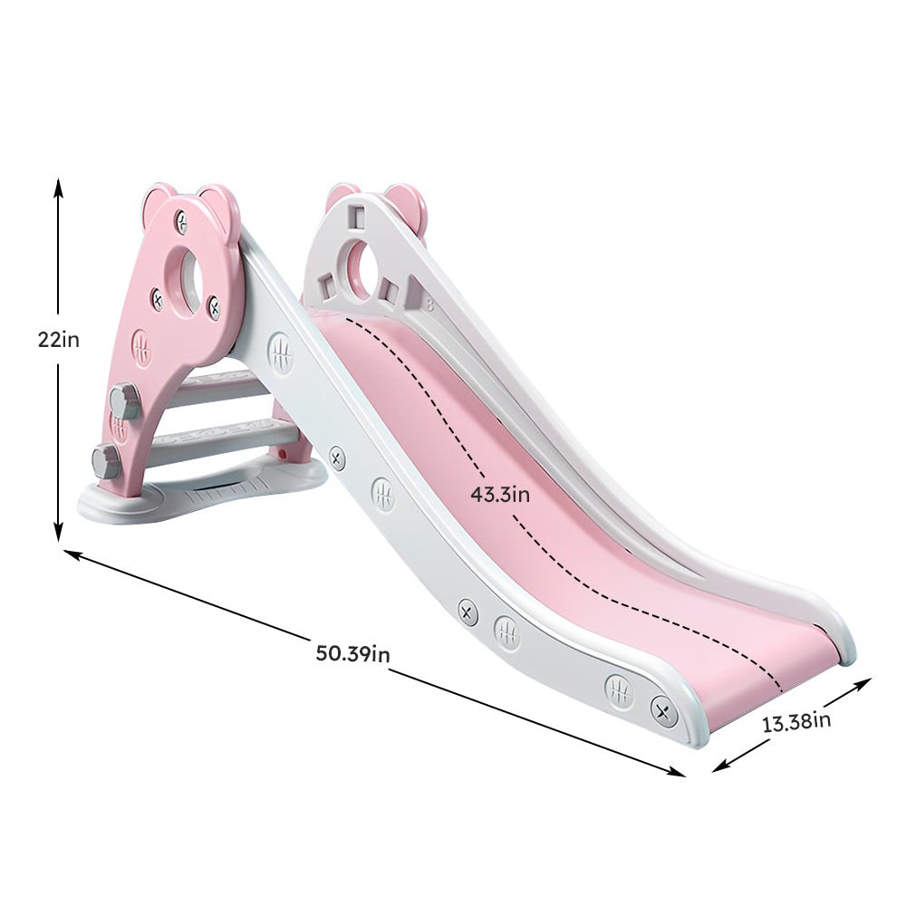 Kid Slide for Toddlers Age 1-3: Indoor/Outdoor Bear Pink Plastic Playground Climber Slide